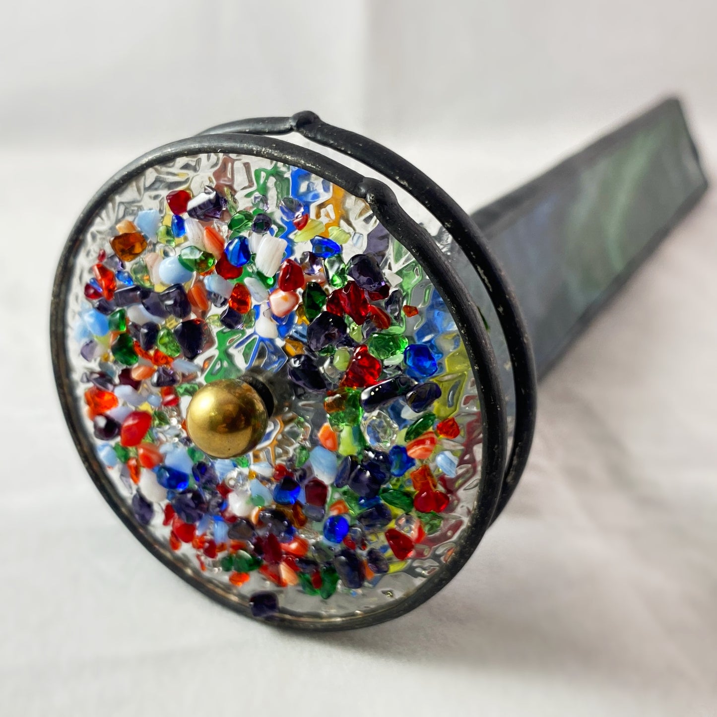 9.5 Inch Blue/Green Opal Glass Double Wheel Kaleidoscope