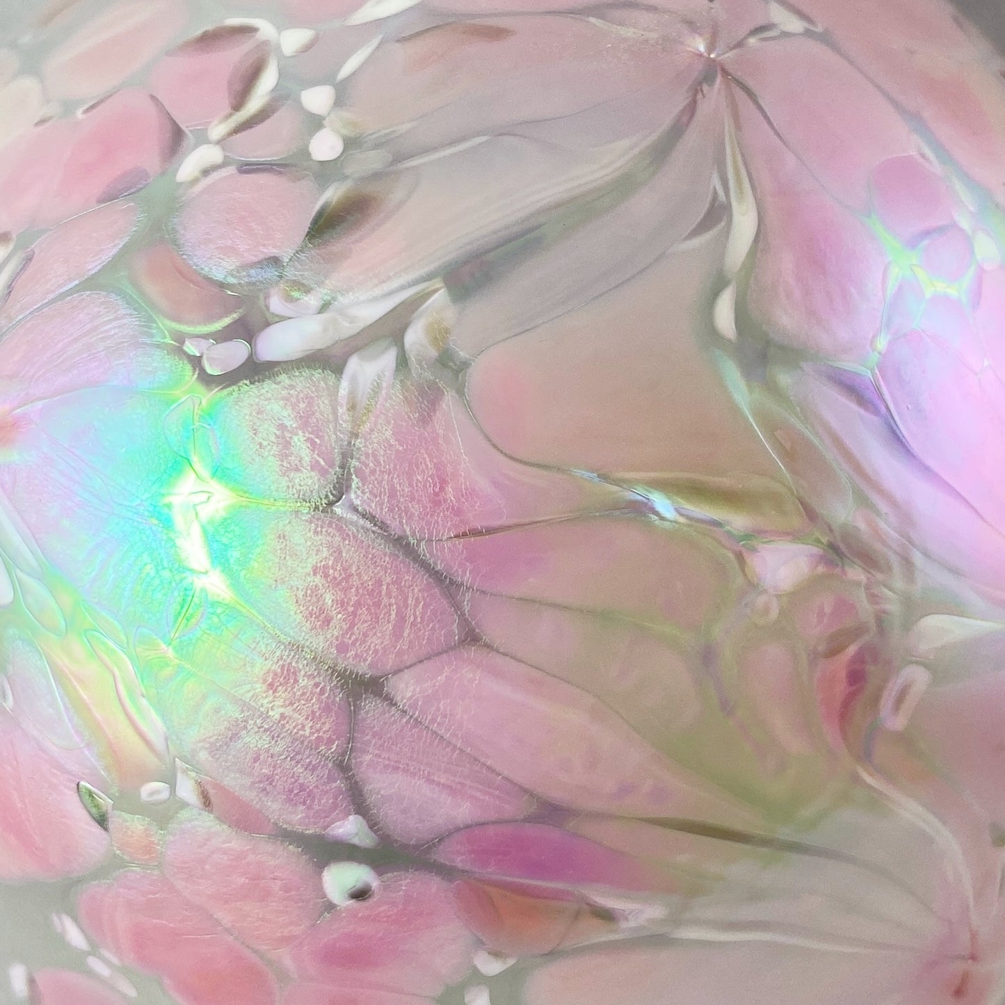Handmade Glass Witches Ball, #48 - Iridescent Light Pink