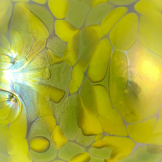 Handmade Glass Witches Ball, #55 - Yellow/Green (Slight Iridescence)