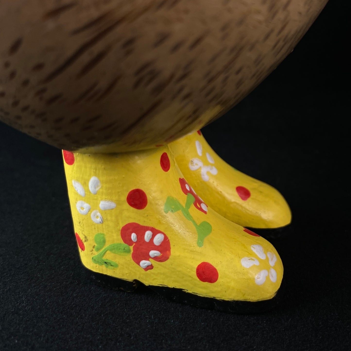 Abigail - Hand-carved and Hand-painted Bamboo Duck with Yellow Hat & Boots