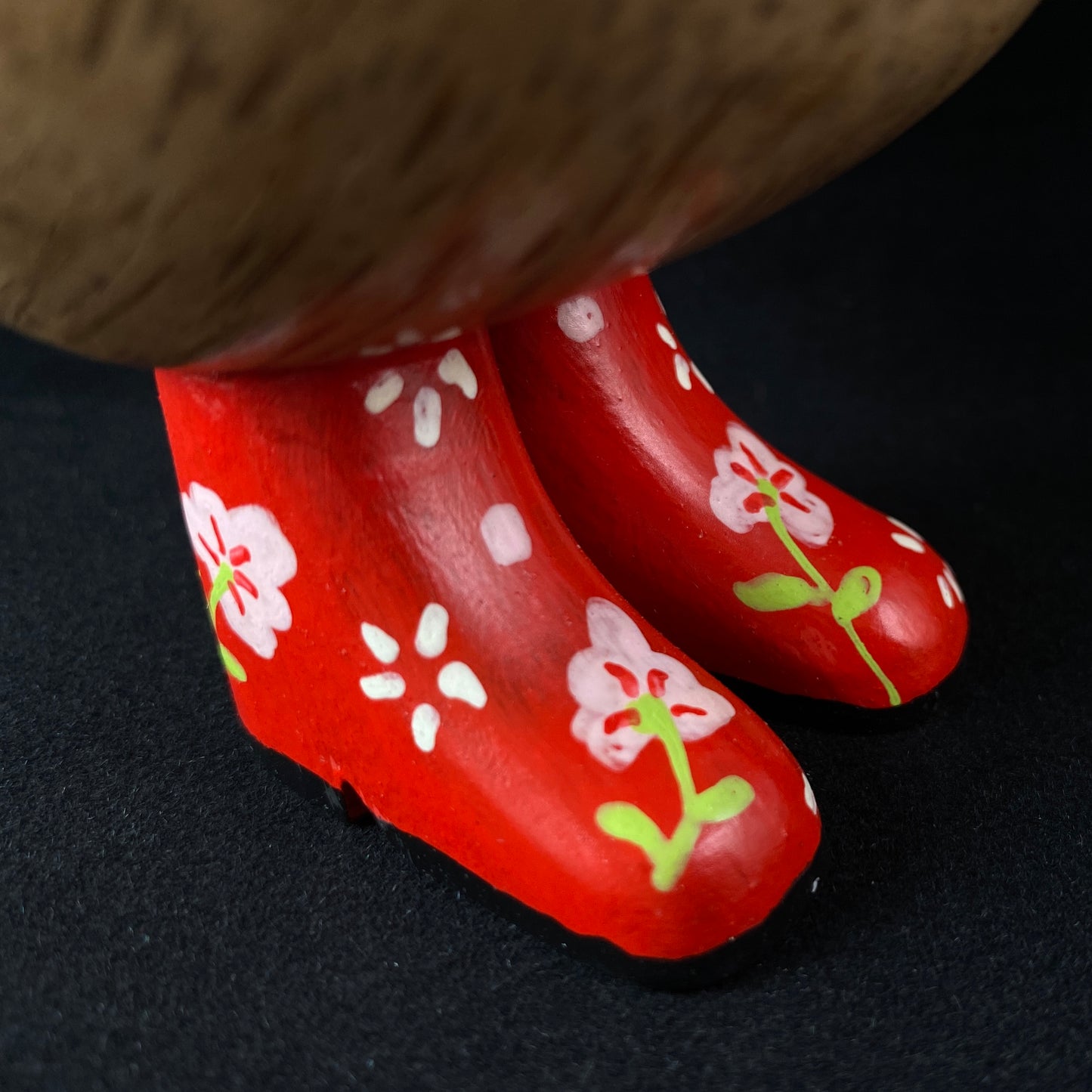 Emma - Hand-carved and Hand-painted Bamboo Duck with Red Hat & Boots