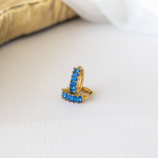 Diamond Hoop in Blue