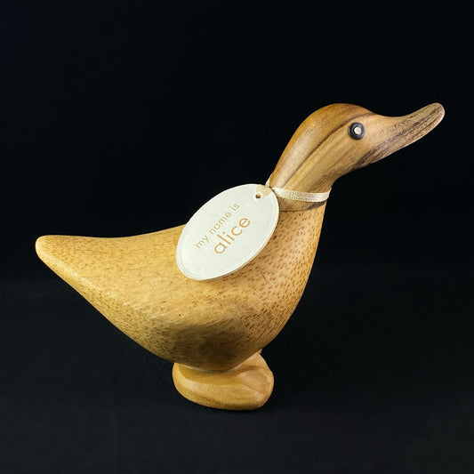 Alice - Hand-carved and Hand-painted Bamboo Duck