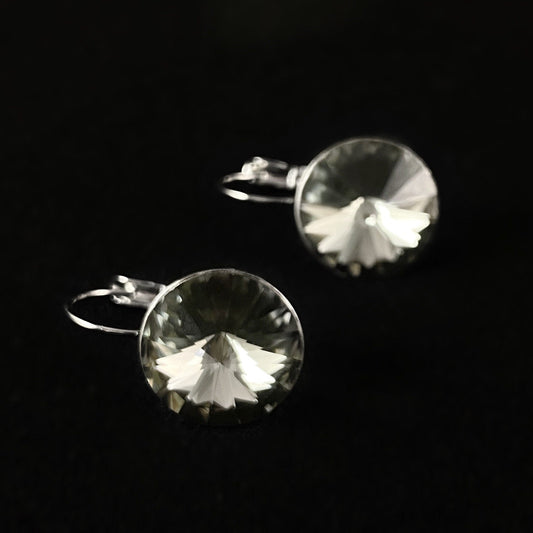 All Sparkle Round Midnight Swarovski Crystal Silver Earrings - VBC