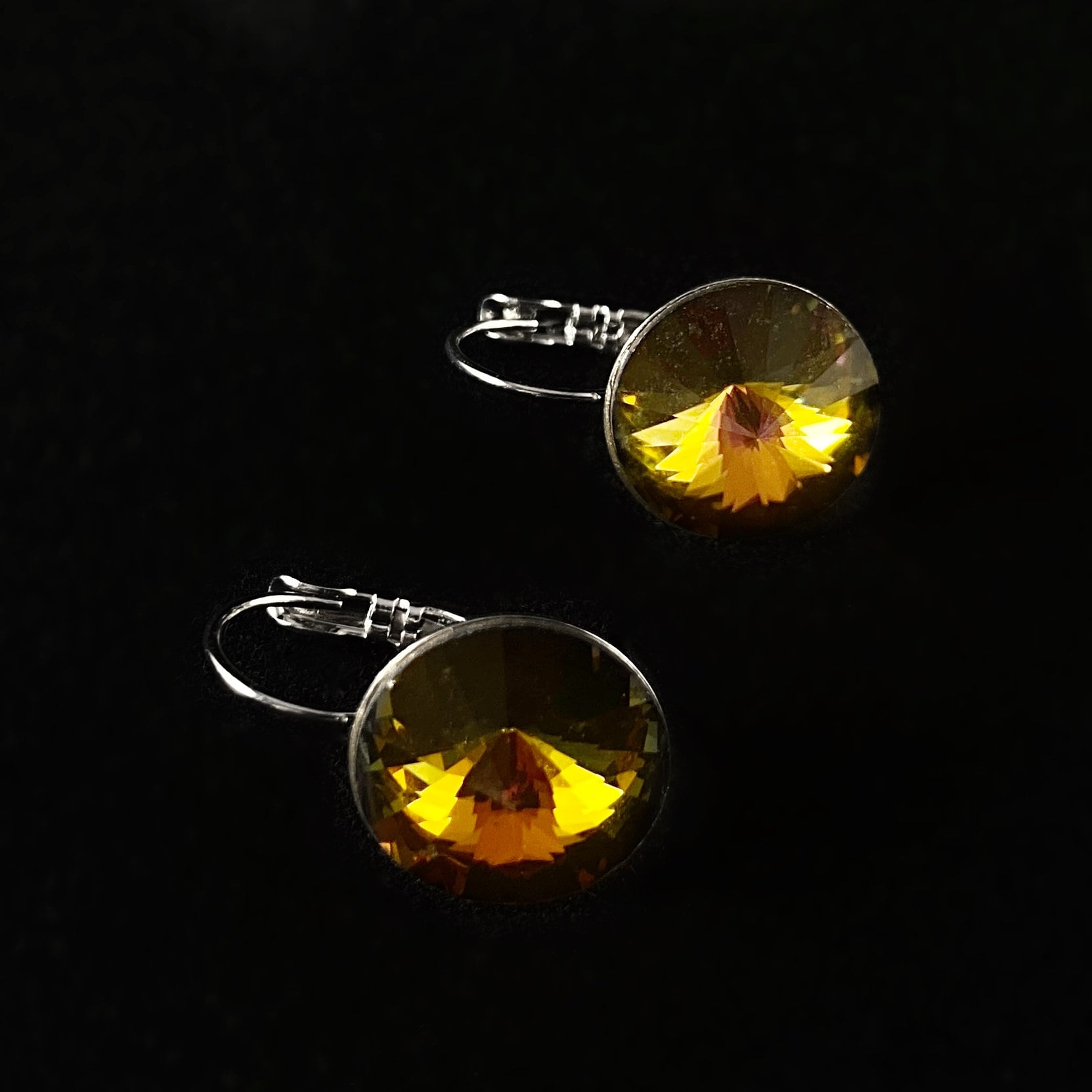 All Sparkle Round Harvest Moon Swarovski Crystal Silver Earrings - VBC
