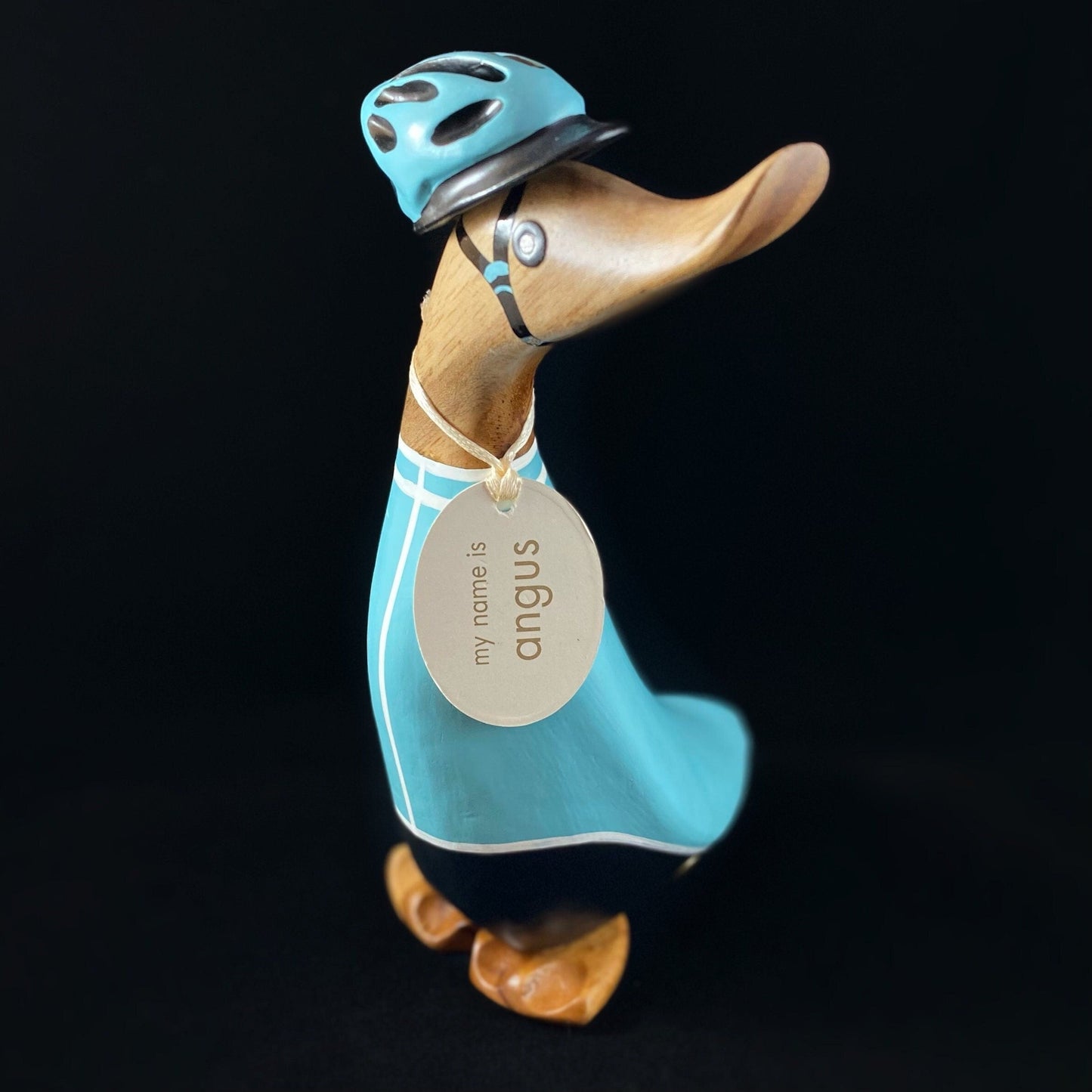 Angus - Bicycle/Biker Hand-carved and Hand-painted Bamboo Duck