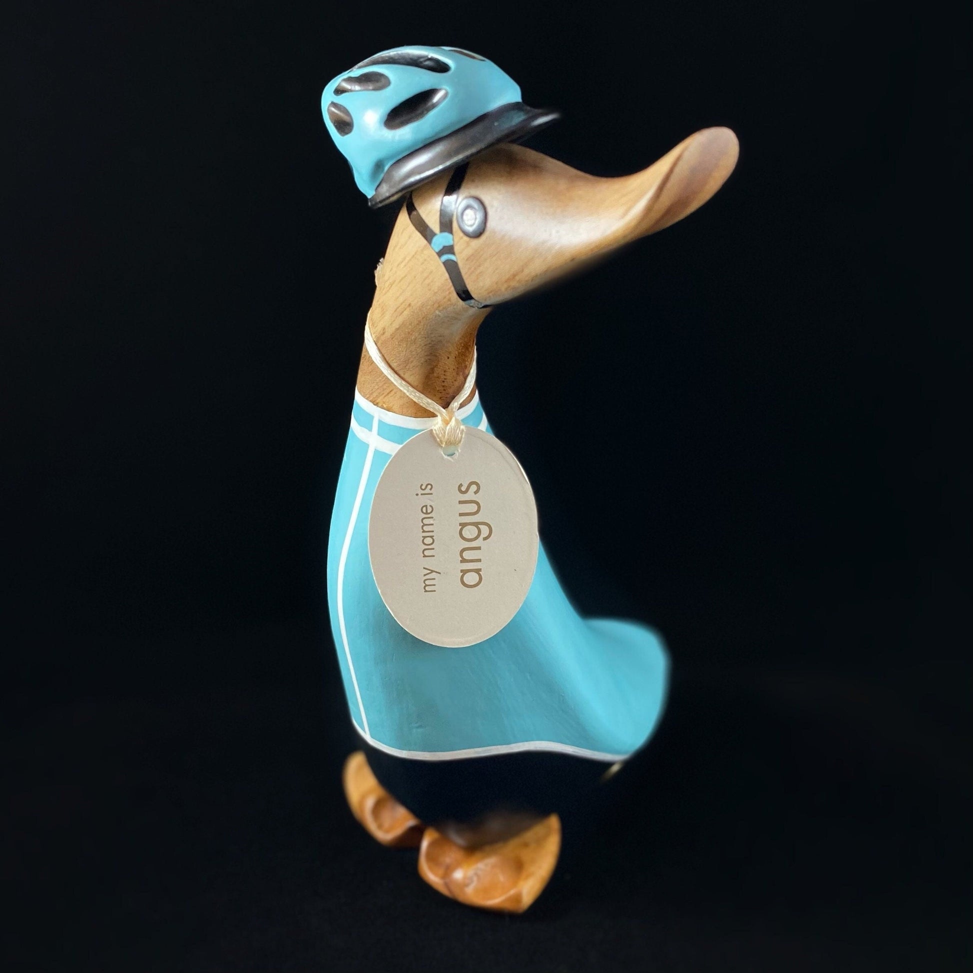 Angus - Bicycle/Biker Hand-carved and Hand-painted Bamboo Duck