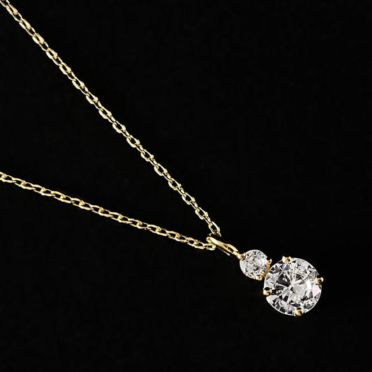 April Birthstone Necklace Diamond - Classic Gold Minimalist