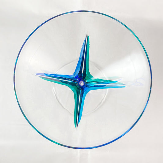 Aqua Blue Stem Fusion SD Venetian Glass Martini Glass - Handmade in Italy, Colorful Murano Glass