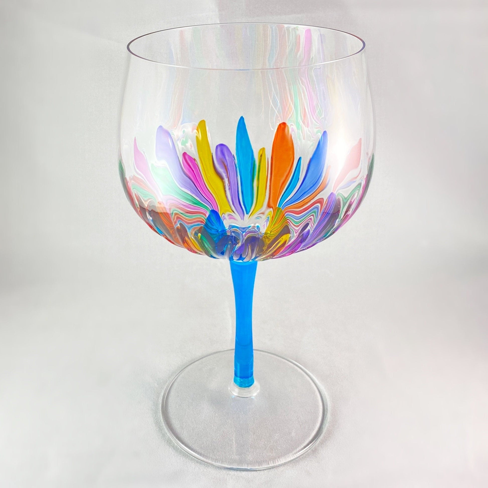 Aqua Blue Stem Incanto Large Venetian Wine/Gin Glass - Handmade in Italy, Colorful Murano Glass