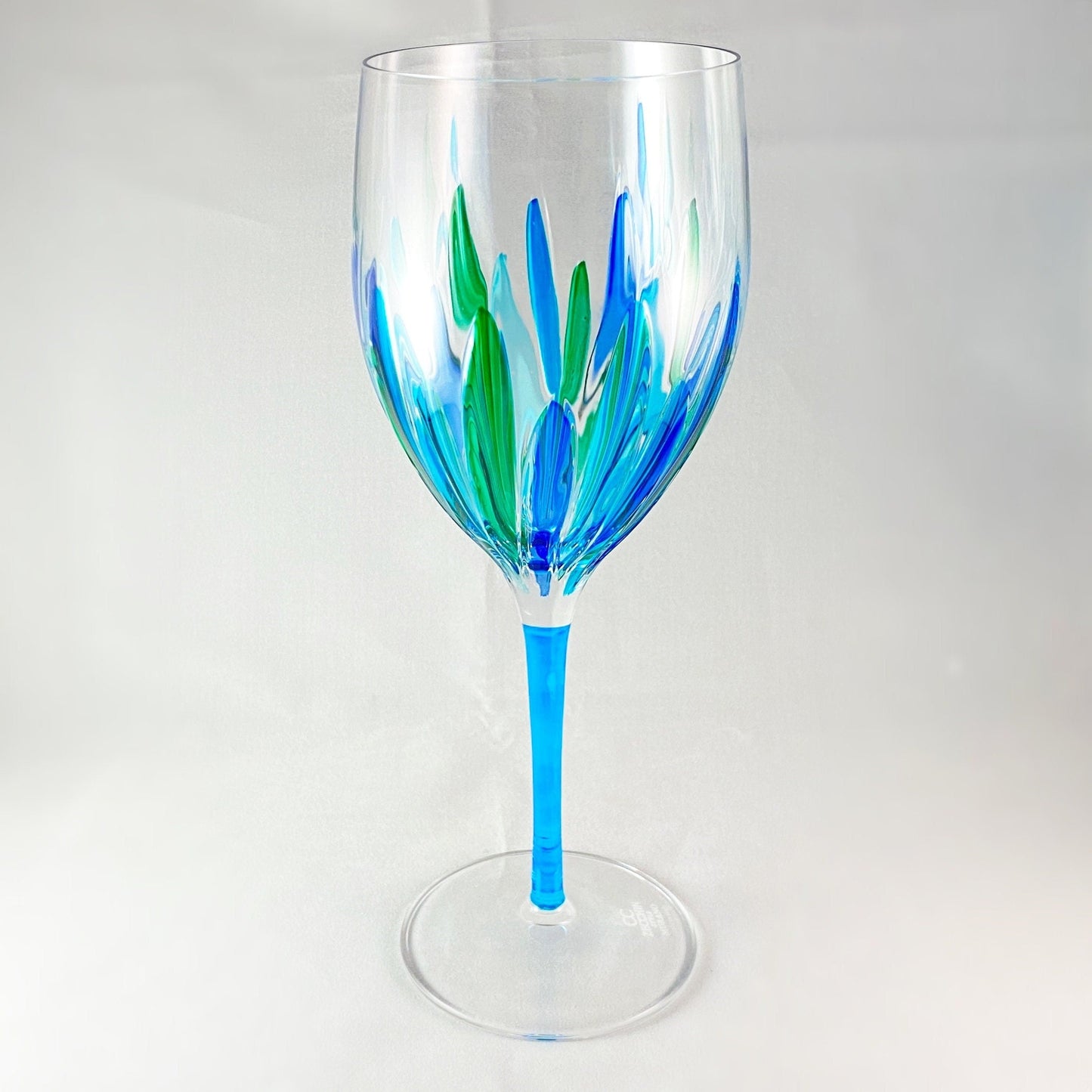 Aqua Blue Stem Incanto SD Venetian Glass Wine Glass - Handmade in Italy, Colorful Murano Glass