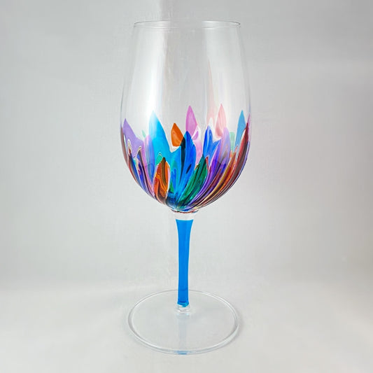 Aqua Blue Stem Incanto Venetian Glass Spritz Glass - Handmade in Italy, Colorful Murano Glass