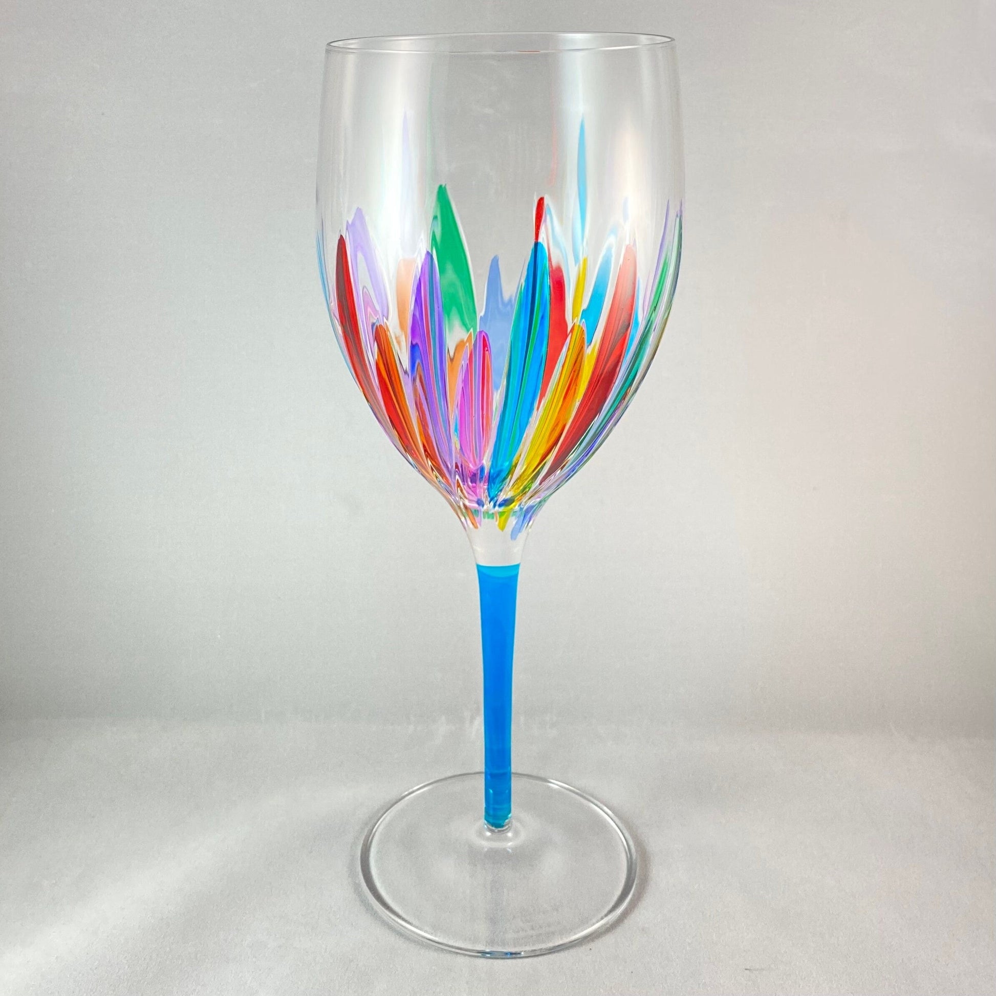 Aqua Blue Stem Venetian Glass Incantos Wine Glass - Handmade in Italy, Colorful Murano Glass