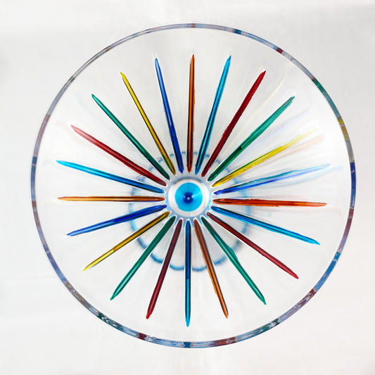 Aqua Blue Stem Timeless Outline Venetian Martini Glass - Handmade in Italy, Colorful Murano Glass
