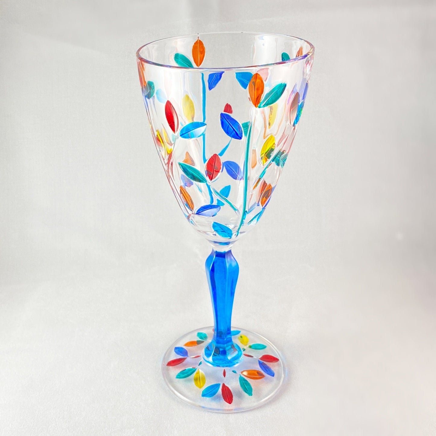 Blue Stem Tree of Life Venetian Glass Wine Glass - Handmade in Italy, Colorful Murano Glass