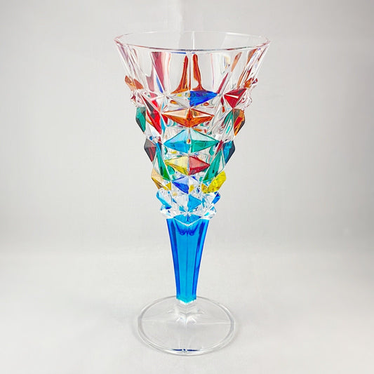 Aqua Blue Stem Venetian Glass Glacier Wine Glass - Handmade in Italy, Colorful Murano Glass