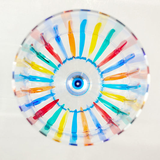 Aqua Blue Stem Venetian Glass Timeless Outline Wine Glass - Handmade in Italy, Colorful Murano Glass