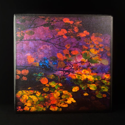 Autumn Leaves at Dusk, Art Block, 5" - Unique Home/Office Decor