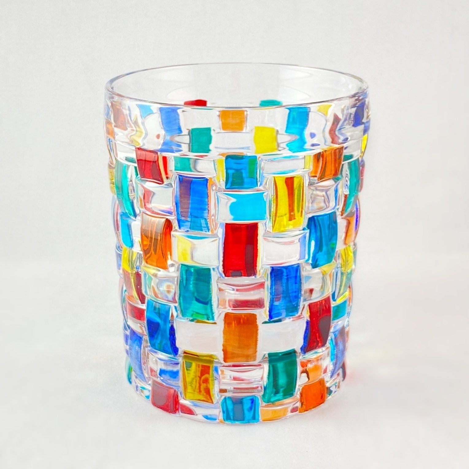 Bassanova Venetian Glass Tumbler - Handmade in Italy, Colorful Murano Glass