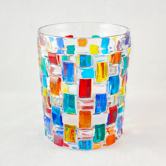 Bassanova Venetian Glass Tumbler - Handmade in Italy, Colorful Murano Glass