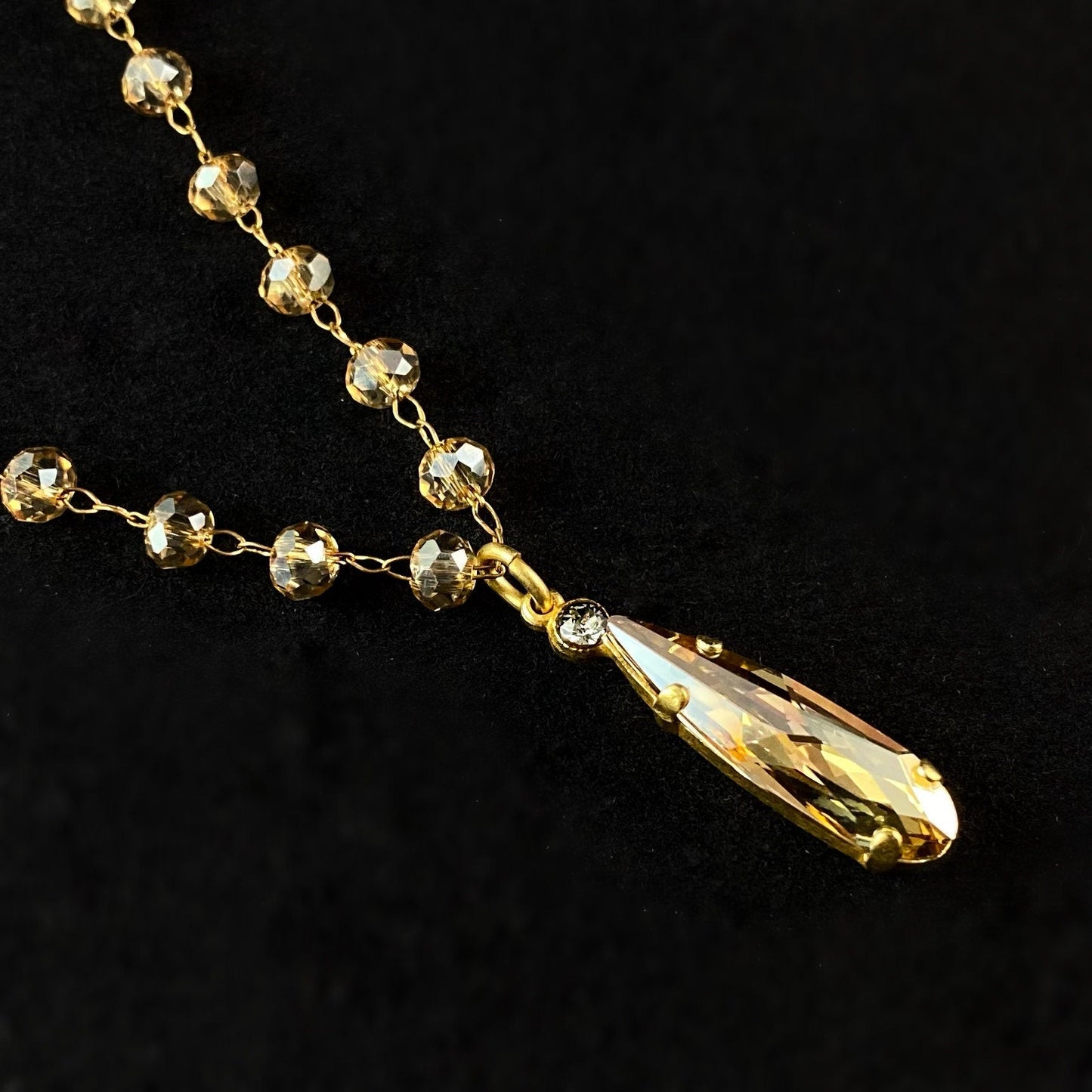 Beaded Crystal Teardrop Necklace - La Vie Parisienne by Catherine Popesco
