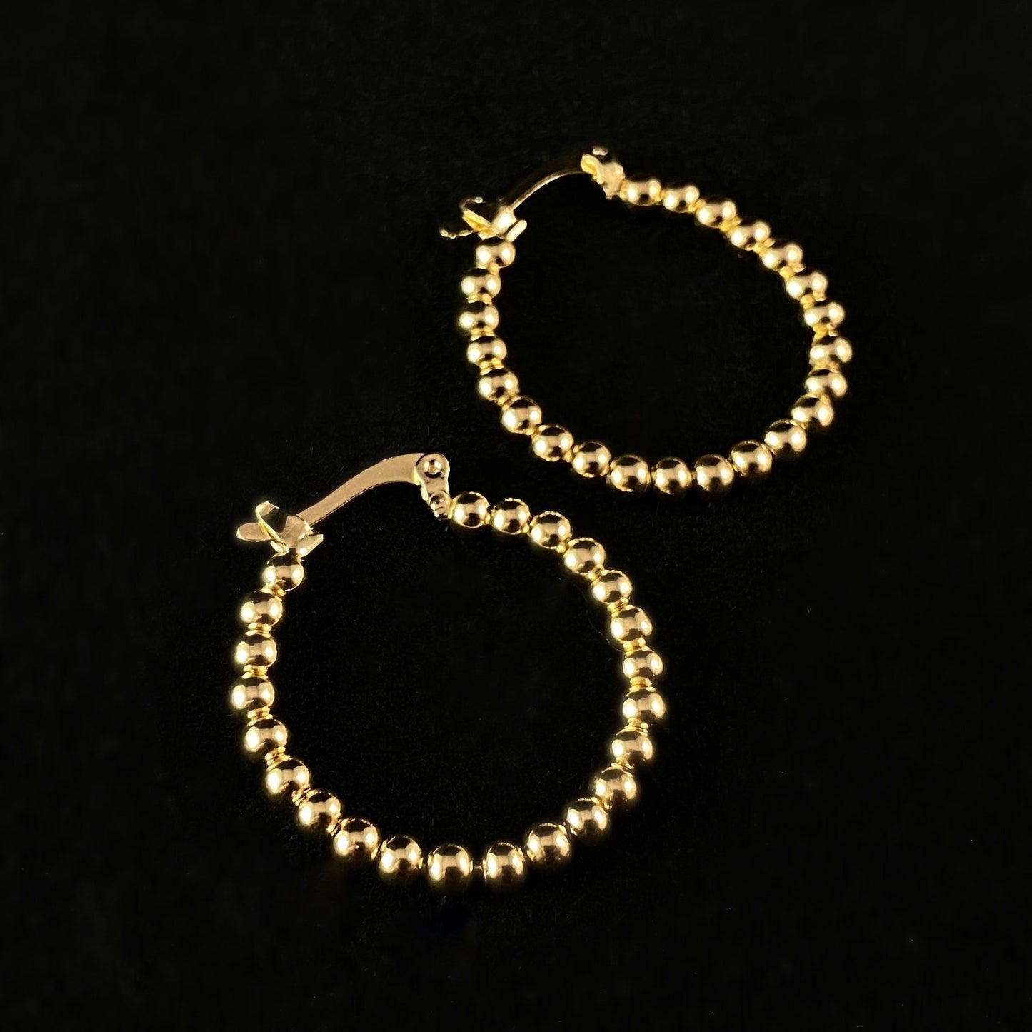 Beaded Gold Hoop Earrings - Gold Ball
