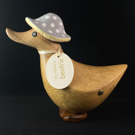 Beatrix - Hand-carved and Hand-painted Bamboo Duck