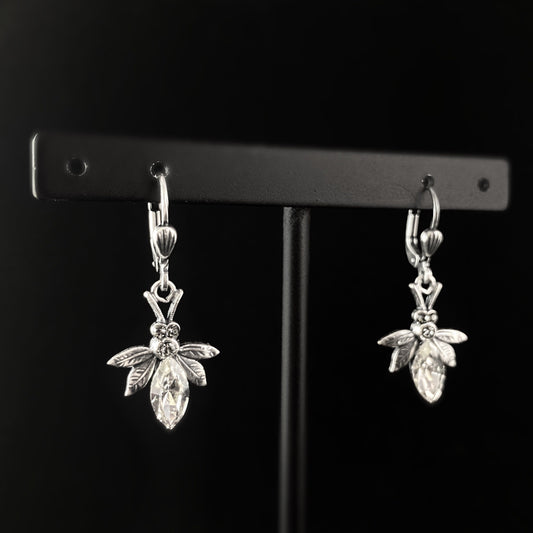 Bee Earrings with Clear Swarovski Crystals - La Vie Parisienne by Catherine Popesco