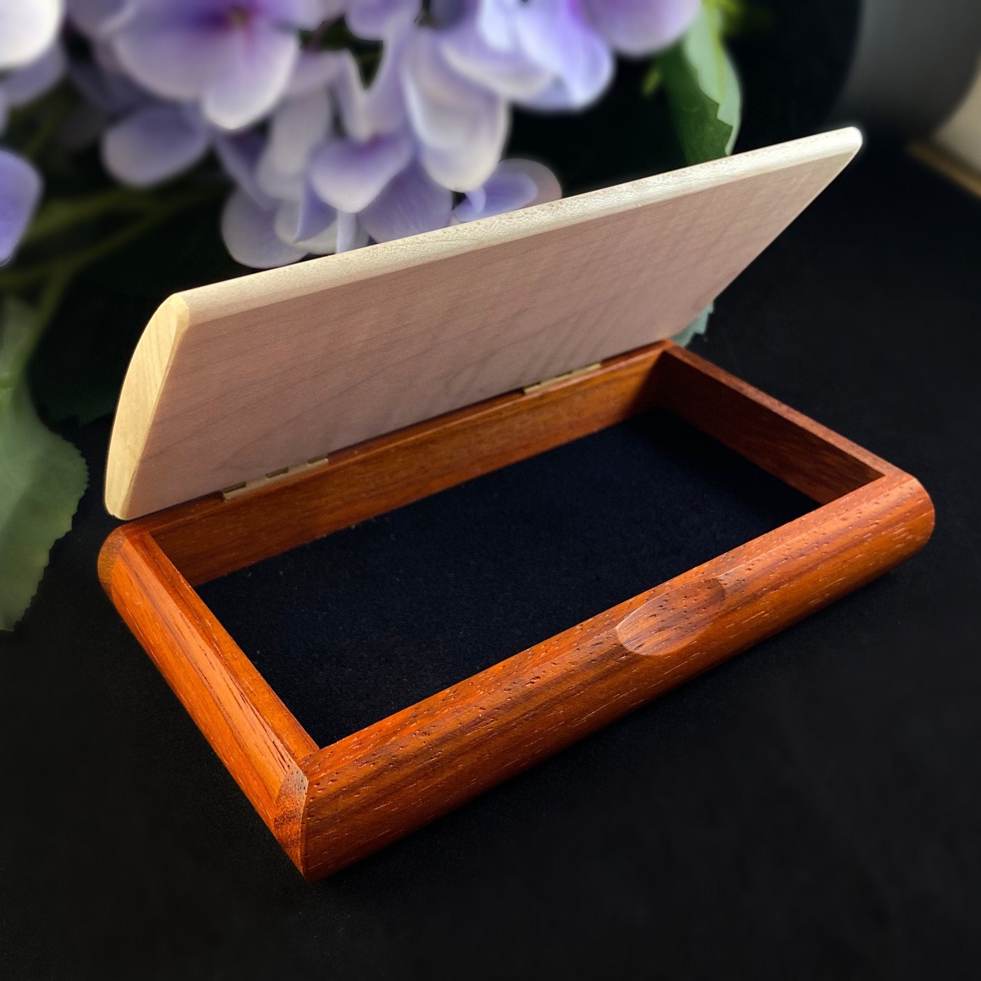 Believe Quote Box from Mikutowski Woodworking Handmade Wooden Box with Curly Maple and Padauk