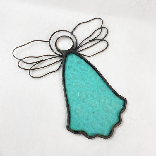 Blue Angel Ornament with Intricate Wire Wings - Suncatchers