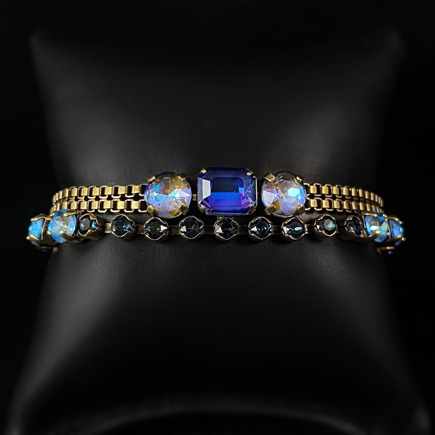 Blue Crystal Multi-Strand Layered Bracelet Miriam - Sorrelli