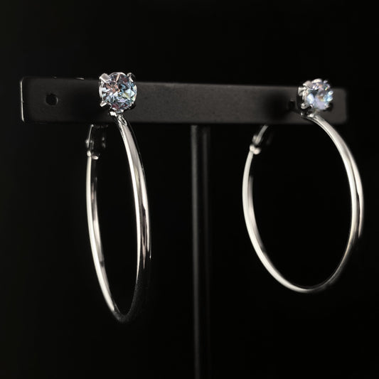 Blue Crystal Silver Hoop Earrings Serafina - Sorrelli -