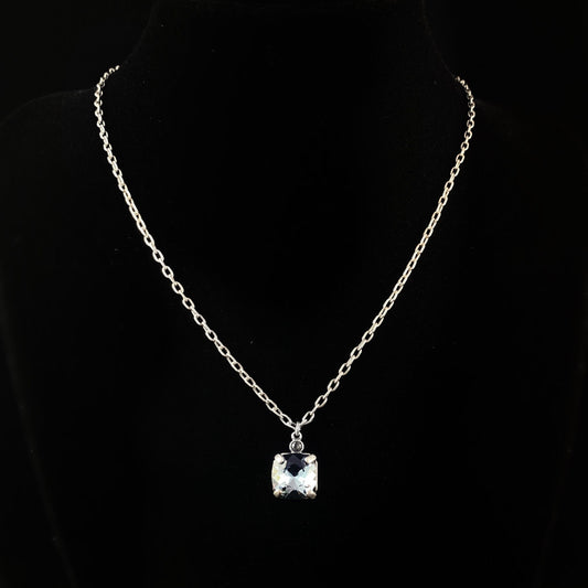 Blue Cushion Cut Swarovski Crystal Pendant Necklace - La Vie Parisienne by Catherine Popesco