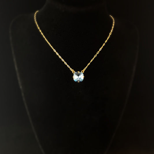 Blue Cushion Cut Swarovski Crystal Pendant Necklace - La Vie Parisienne by Catherine Popesco
