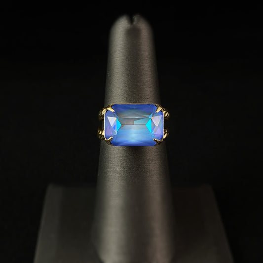 Blue Emerald Cut Crystal Cocktail Ring - Sorrelli - Earrings