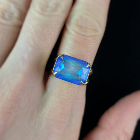 Blue Emerald Cut Crystal Cocktail Ring - Sorrelli - Earrings