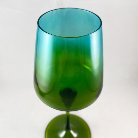 Blue/Green Ombre Gradient Venetian Glass Wine Glass - Handmade in Italy, Colorful Murano Glass