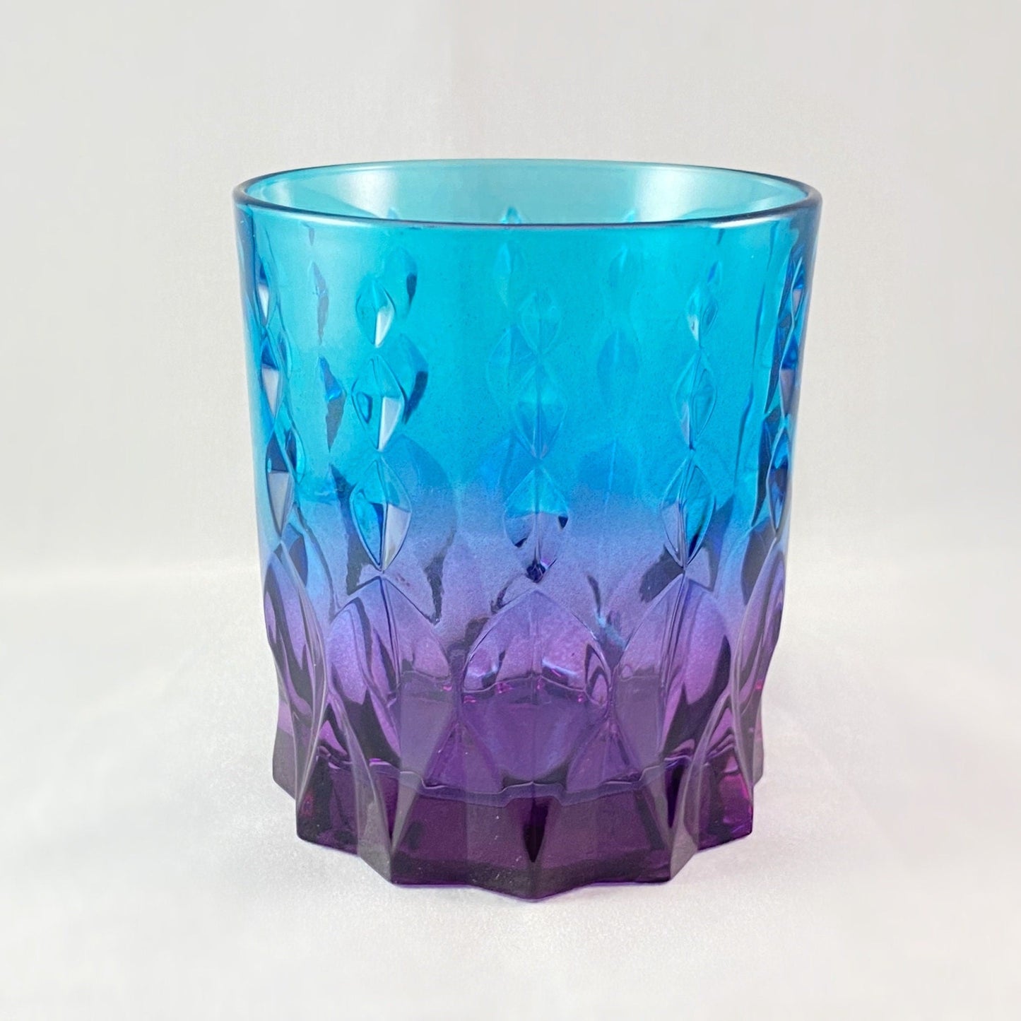 Blue/Purple Diamond Ombre Gradient Venetian Glass Whiskey Tumbler - Handmade in Italy, Colorful Murano Glass