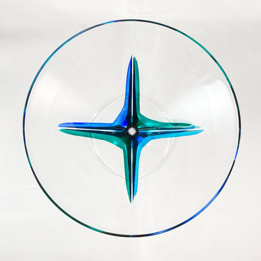 Aqua Blue Stem Fusion SD Venetian Glass Martini Glass - Handmade in Italy, Colorful Murano Glass
