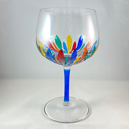venetian glass wine glass, blue stemmed wine glass, venetian wine glass