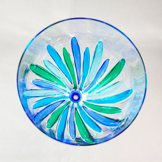 Blue Stem Incanto SD Venetian Glass Wine Glass - Handmade in Italy, Colorful Murano Glass