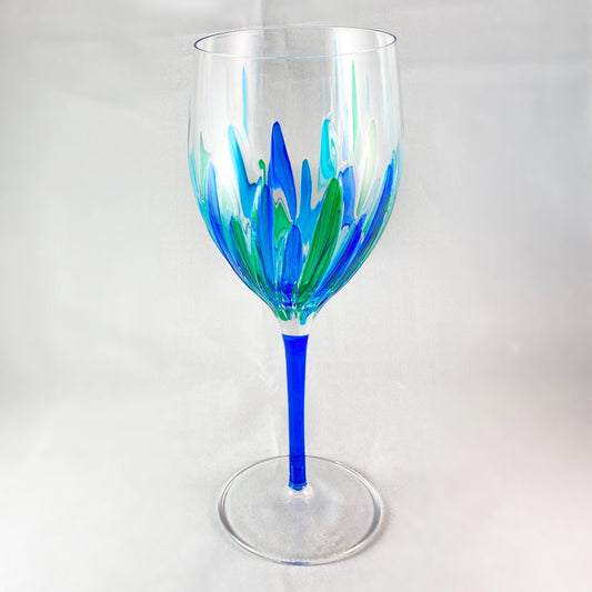 Blue Stem Incanto SD Venetian Glass Wine Glass - Handmade in Italy, Colorful Murano Glass