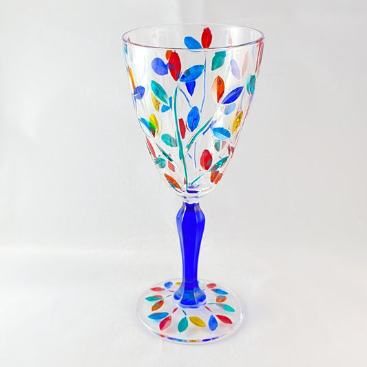 Blue Stem Tree of Life Venetian Glass Wine Glass - Handmade in Italy, Colorful Murano Glass