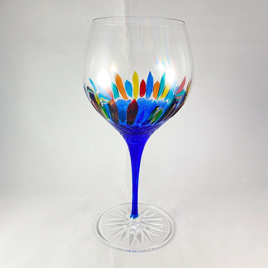 Blue Stem Venetian Glass Diamante Gin Glass - Handmade in Italy, Colorful Murano Glass