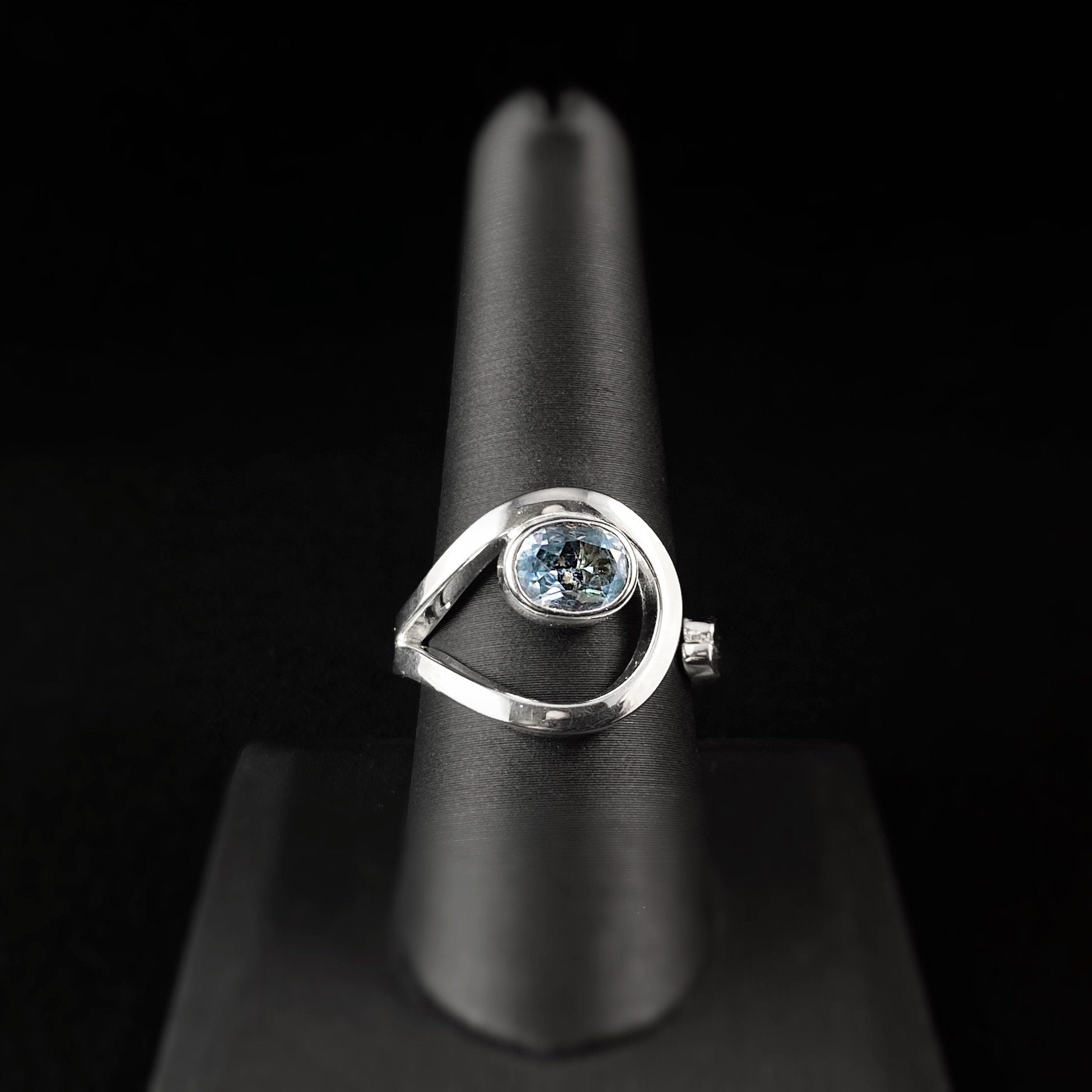 Blue Topaz Handmade Sterling Silver Freeform Ring -Designs by Monica, Size 9