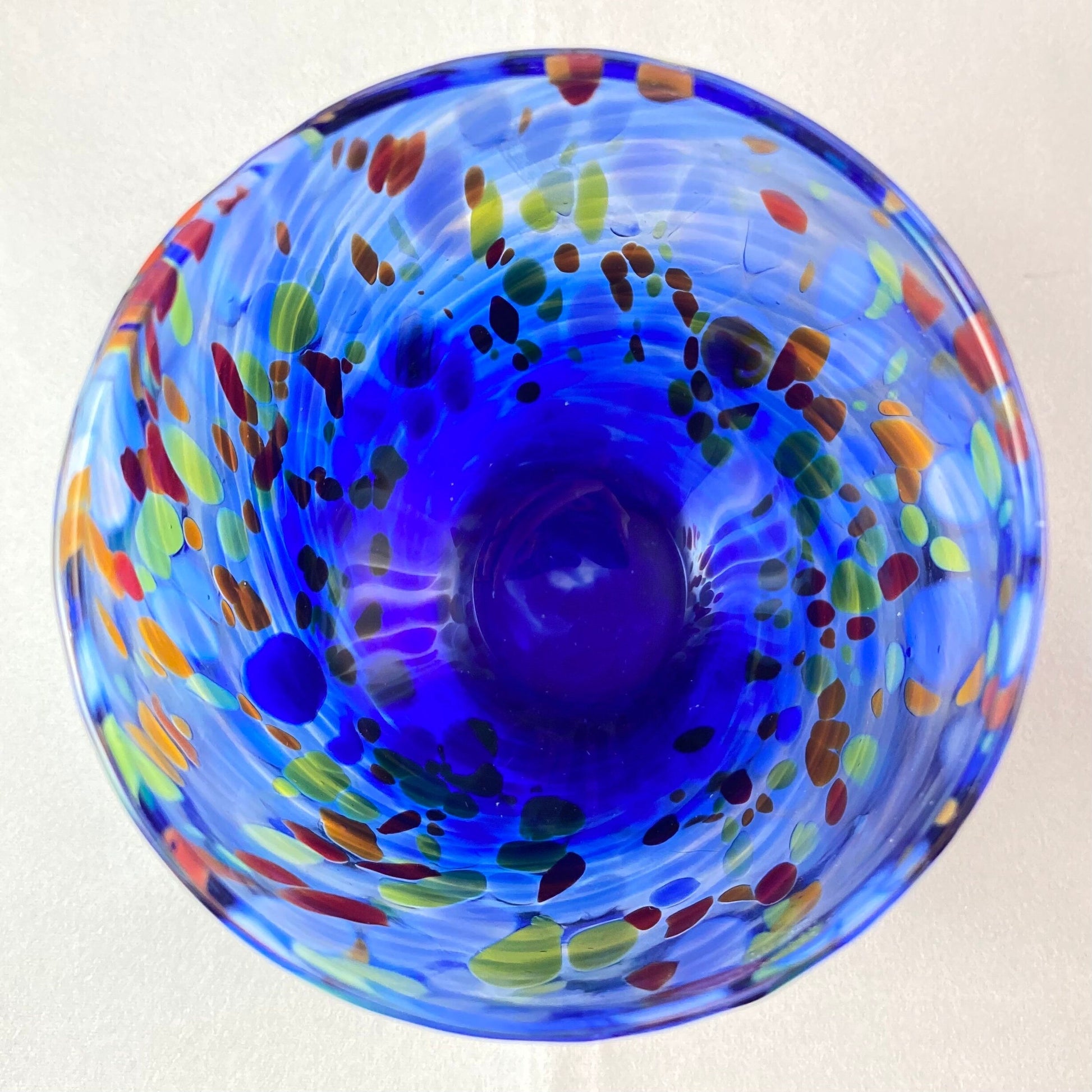 Blue Venetian Glass Stemless Wine Glass - Handmade in Italy, Colorful Murano Glass