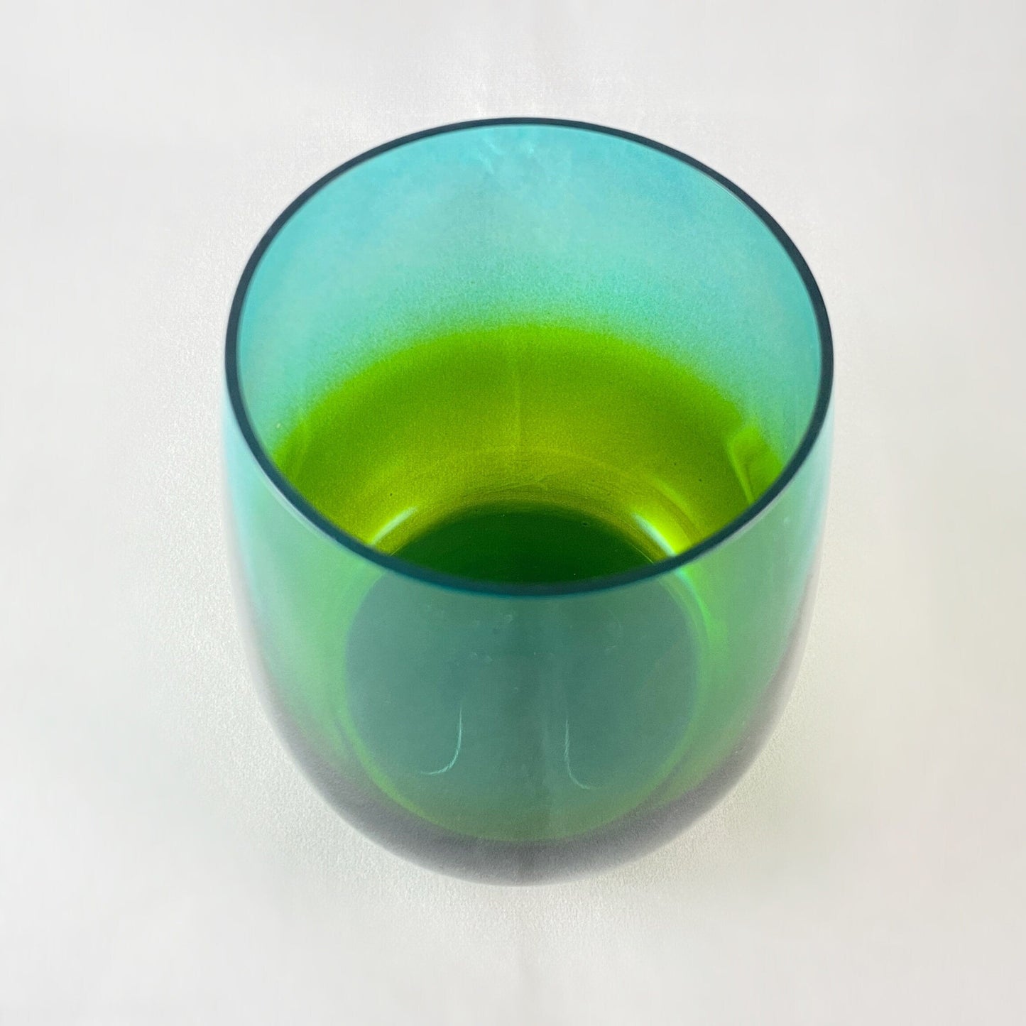 Blue/Green Ombre Gradient Stemless Venetian Wine Glass - Handmade in Italy, Colorful Murano Glass