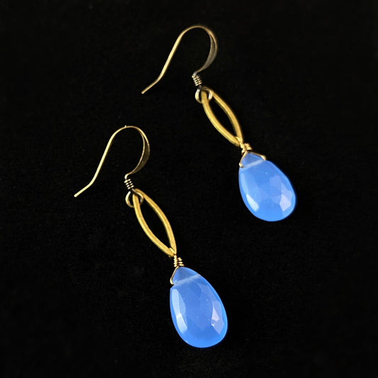 Boho Blue Chalcedony Small Marquise Earrings