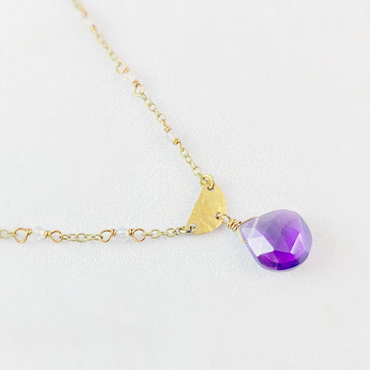 Boho Purple Quartz and Labradorite Necklace