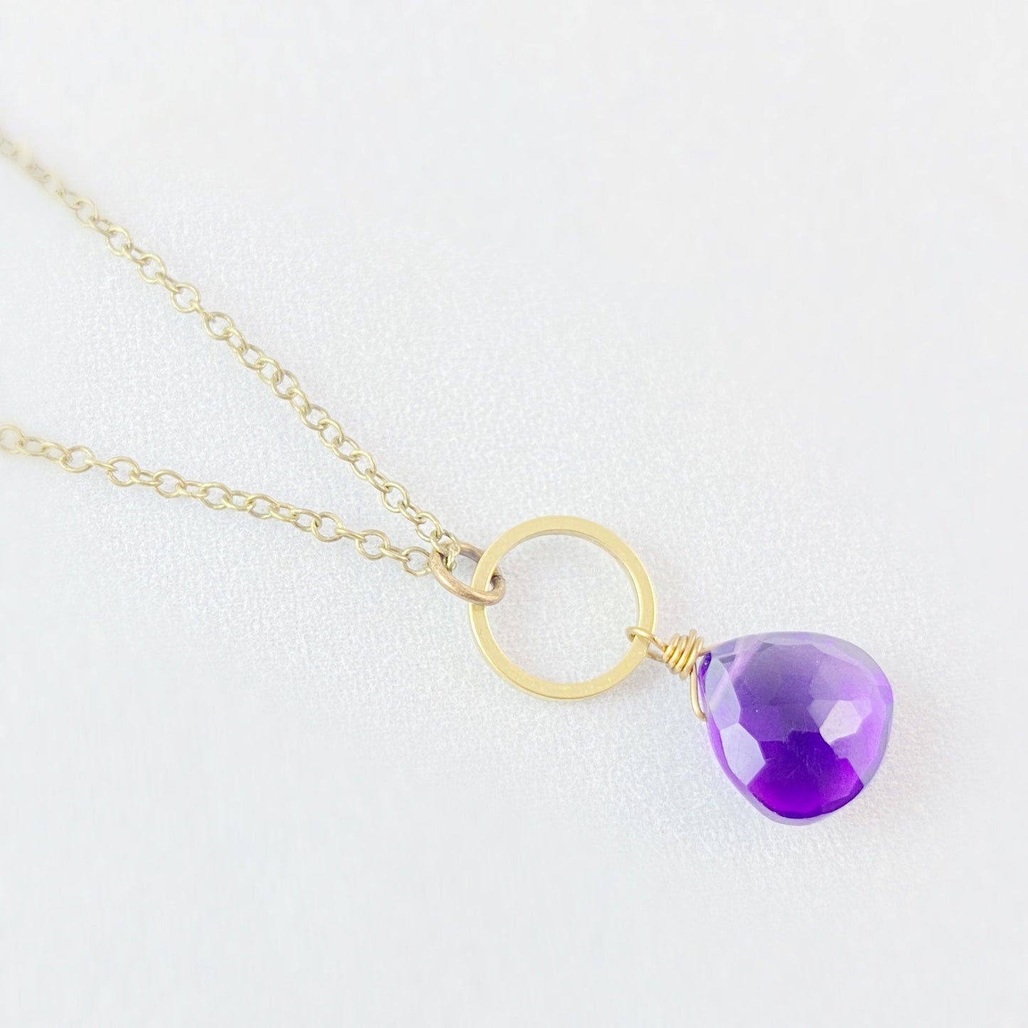 Boho Purple Quartz Circle Pendant Necklace